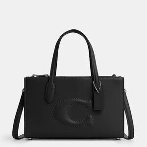Coach CR097 Debossed C Nina Small Tote Stachel by Crossbody Black Handbag